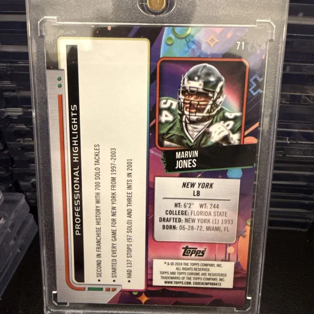 2024 TOPPS CHROME COSMIC MARVIN JONES ORANGE GALACTIC REFRACTOR  #/25 JETS🔥💥